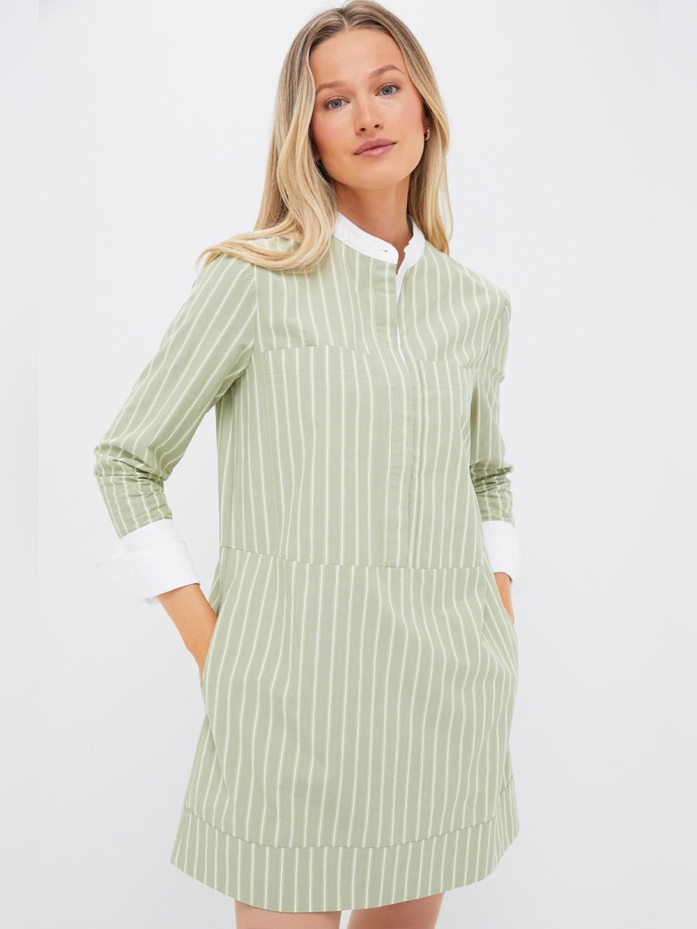 NWT Tuckernuck Pomander Place Rohan Shirt Dress Green Striped Long Sleeves XL